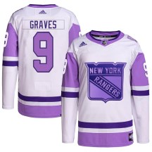 New York Rangers Men's Adam Graves Adidas Authentic White/Purple Hockey Fights Cancer Primegreen Jersey