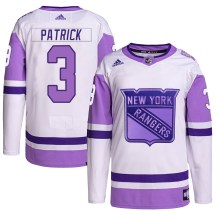 New York Rangers Men's James Patrick Adidas Authentic White/Purple Hockey Fights Cancer Primegreen Jersey