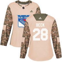 New York Rangers Women's Taylor Beck Adidas Authentic Camo Veterans Day Practice Jersey