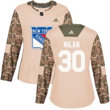 New York Rangers Women's Chris Nilan Adidas Authentic Camo Veterans Day Practice Jersey