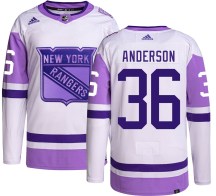 New York Rangers Youth Glenn Anderson Adidas Authentic Hockey Fights Cancer Jersey