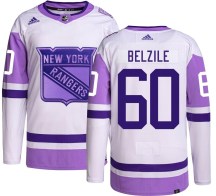 New York Rangers Youth Alex Belzile Adidas Authentic Hockey Fights Cancer Jersey