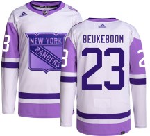 New York Rangers Youth Jeff Beukeboom Adidas Authentic Hockey Fights Cancer Jersey