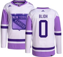 New York Rangers Youth Anton Blidh Adidas Authentic Hockey Fights Cancer Jersey