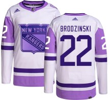 New York Rangers Youth Jonny Brodzinski Adidas Authentic Hockey Fights Cancer Jersey
