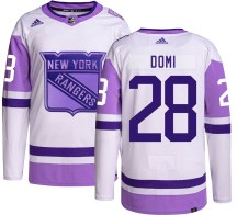 New York Rangers Youth Tie Domi Adidas Authentic Hockey Fights Cancer Jersey