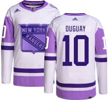 New York Rangers Youth Ron Duguay Adidas Authentic Hockey Fights Cancer Jersey