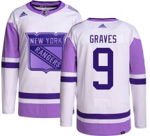 New York Rangers Youth Adam Graves Adidas Authentic Hockey Fights Cancer Jersey