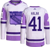 New York Rangers Youth Jaroslav Halak Adidas Authentic Hockey Fights Cancer Jersey