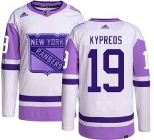 New York Rangers Youth Nick Kypreos Adidas Authentic Hockey Fights Cancer Jersey