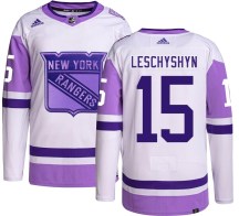 New York Rangers Youth Jake Leschyshyn Adidas Authentic Hockey Fights Cancer Jersey