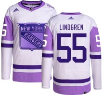 New York Rangers Youth Ryan Lindgren Adidas Authentic Hockey Fights Cancer Jersey