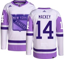New York Rangers Youth Connor Mackey Adidas Authentic Hockey Fights Cancer Jersey