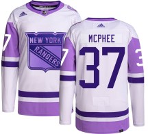 New York Rangers Youth George Mcphee Adidas Authentic Hockey Fights Cancer Jersey
