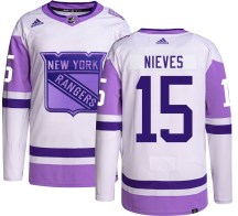 New York Rangers Youth Boo Nieves Adidas Authentic Hockey Fights Cancer Jersey