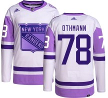 New York Rangers Youth Brennan Othmann Adidas Authentic Hockey Fights Cancer Jersey
