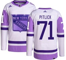 New York Rangers Youth Tyler Pitlick Adidas Authentic Hockey Fights Cancer Jersey
