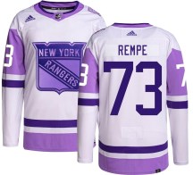 New York Rangers Youth Matt Rempe Adidas Authentic Hockey Fights Cancer Jersey