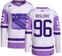 New York Rangers Youth Jack Roslovic Adidas Authentic Hockey Fights Cancer Jersey