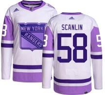 New York Rangers Youth Brandon Scanlin Adidas Authentic Hockey Fights Cancer Jersey