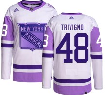 New York Rangers Youth Bobby Trivigno Adidas Authentic Hockey Fights Cancer Jersey
