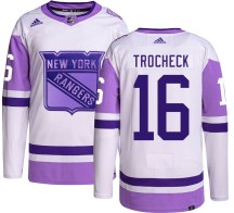 New York Rangers Youth Vincent Trocheck Adidas Authentic Hockey Fights Cancer Jersey