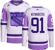 New York Rangers Youth Alex Wennberg Adidas Authentic Hockey Fights Cancer Jersey