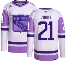 New York Rangers Youth Sergei Zubov Adidas Authentic Hockey Fights Cancer Jersey