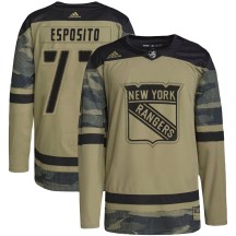 New York Rangers Men's Phil Esposito Adidas Authentic Camo Military Appreciation Practice Jersey