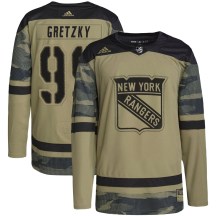 New York Rangers Men's Wayne Gretzky Adidas Authentic Camo Military Appreciation Practice Jersey