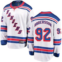 New York Rangers Youth Calle Andersson Fanatics Branded Breakaway White Away Jersey