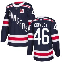 New York Rangers Youth Brandon Crawley Adidas Authentic Navy Blue ized 2018 Winter Classic Home Jersey