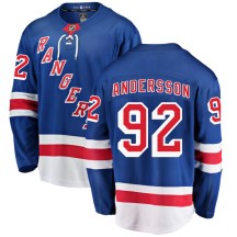 New York Rangers Youth Calle Andersson Fanatics Branded Breakaway Blue Home Jersey
