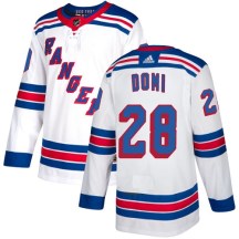 New York Rangers Youth Tie Domi Adidas Authentic White Away Jersey