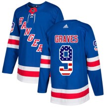 New York Rangers Youth Adam Graves Adidas Authentic Royal Blue USA Flag Fashion Jersey