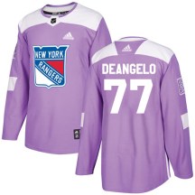 New York Rangers Men's Anthony DeAngelo Adidas Authentic Purple Fights Cancer Practice Jersey