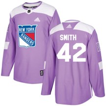 New York Rangers Men's Brendan Smith Adidas Authentic Purple Fights Cancer Practice Jersey