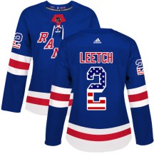 New York Rangers Women's Brian Leetch Adidas Authentic Royal Blue USA Flag Fashion Jersey