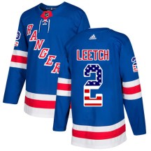 New York Rangers Youth Brian Leetch Adidas Authentic Royal Blue USA Flag Fashion Jersey