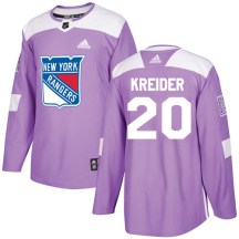 New York Rangers Youth Chris Kreider Adidas Authentic Purple Fights Cancer Practice Jersey