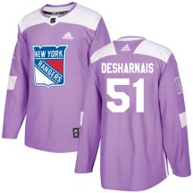 New York Rangers Men's David Desharnais Adidas Authentic Purple Fights Cancer Practice Jersey