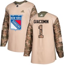 New York Rangers Men's Eddie Giacomin Adidas Authentic Camo Veterans Day Practice Jersey