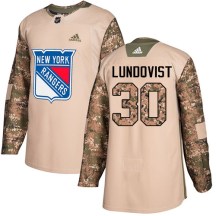 New York Rangers Youth Henrik Lundqvist Adidas Authentic Camo Veterans Day Practice Jersey