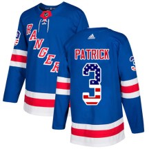 New York Rangers Youth James Patrick Adidas Authentic Royal Blue USA Flag Fashion Jersey