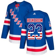 New York Rangers Men's Jeff Beukeboom Adidas Authentic Royal Blue USA Flag Fashion Jersey