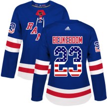 New York Rangers Women's Jeff Beukeboom Adidas Authentic Royal Blue USA Flag Fashion Jersey
