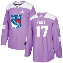 New York Rangers Men's Jesper Fast Adidas Authentic Purple Fights Cancer Practice Jersey