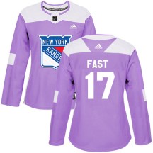 New York Rangers Women's Jesper Fast Adidas Authentic Purple Fights Cancer Practice Jersey