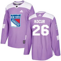 New York Rangers Men's Joe Kocur Adidas Authentic Purple Fights Cancer Practice Jersey