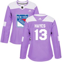 New York Rangers Women's Kevin Hayes Adidas Authentic Purple Fights Cancer Practice Jersey